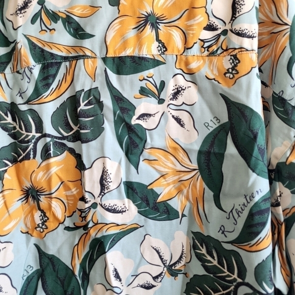New R13 ​Logo Hawaiian Tropical-Print Oversized Unisex Shirt In Blue Floral NWT - Picture 11 of 15